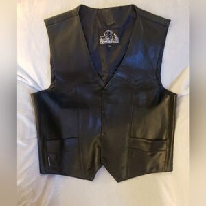 Leather King Black Snap Front Western Biker Vest Mens Size 50